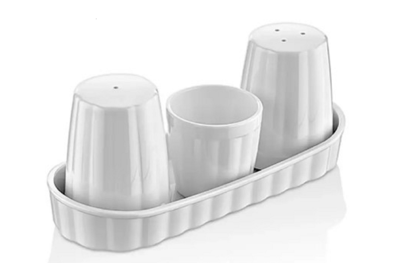 Набор для специй 2 пр. + стаканчик для зубочисток, поликарбонат, на подставке Хайтек