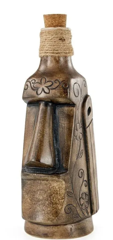 Бутылка графин 0,57 л "Тики" 8*9 см h24,5 см с пробкой керамика, P.L.- Barbossa