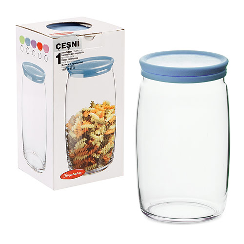 Банка для сыпучих прод. 1500 мл. с пластик. крышкой Чешни /1/6/ (43023)