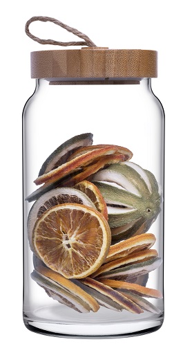 Банка для сыпучих прод. 1130 мл. с дерев. крышкой Вуди /1/6/ 43593