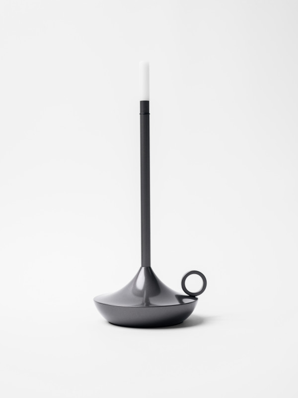 Лампа настольная беспроводная d=11 см. h=25,5 см. 1 цвет, 3 режима яркости, алюм., серая LED CANDLE