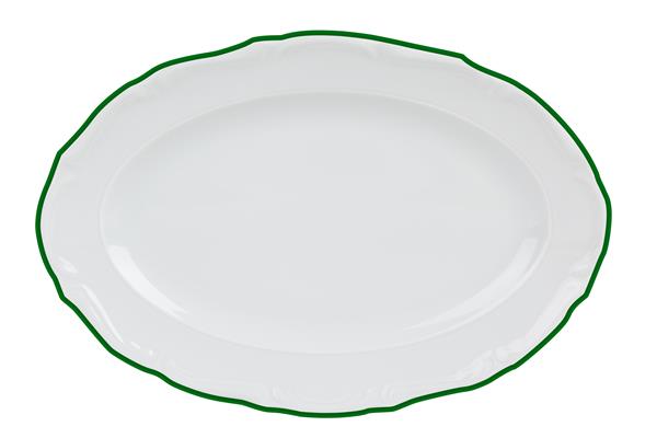Блюдо овальное 27 см, кант зелёный