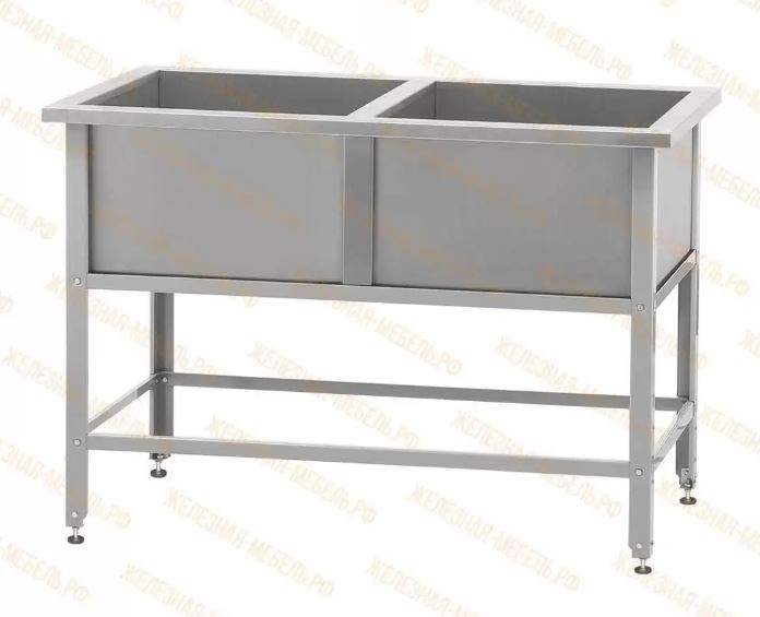 Ванна моечная ВМСн - 990*630*860 "Norma Ral", 2 м/о 420*530*300 (ножка угловая; полка с отверстием,