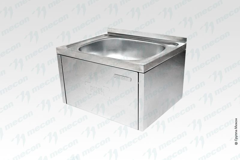 Рукомойник технологический бедренный РТБн - 500*400*300 "Norma Inox", борт, отв. д/смесит.