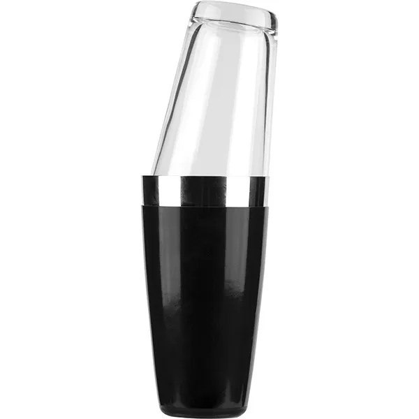 Шейкер со стаканом «Бостон»; сталь нерж.,стекло; 500мл; D=93/60,H=295мм; черный,прозр.