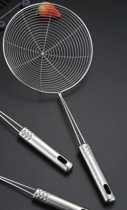 Шумовка металлическая из нержавеющей стали с ручкой, прутья, 34*20 см