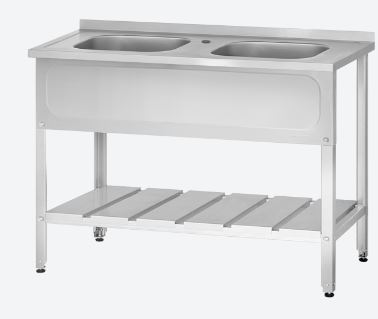 Ванна ВМЦн - 1200*700*860 "Norma Inox", 2 м/о 500*500*300, борт, отв. д/смесит по центру, обвязка