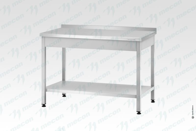 Стол СПРп 1350*600*860 "Profi Inox" (полка сплошная), без борт, обвязка, столеш. без отступа сзади