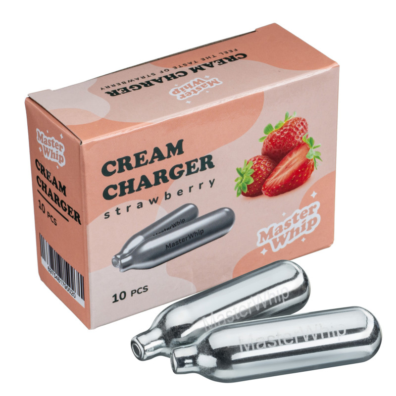 Баллончики для сифона для взбивания сливок (N2O) 10 шт/уп. вкус клубника MasterWhip /1/36/ ТП