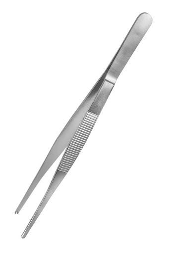 Щипцы (пинцет) 20 см. прямые, прямой кончик с зубцами, нерж. MGsteel /1/