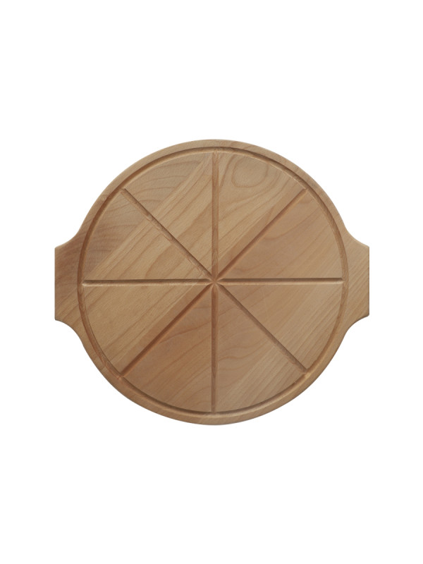 Доска для пиццы с 8 делениями с ручками d=350х20 бук промаслен.