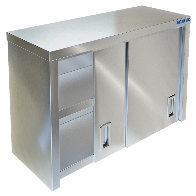 Полка нержавеющая настенная с дверцами купе ТЕХНО-ТТ ПН-124/1500