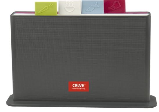 Набор цветных досок разделочных CALVE, 5 предметов: 4 доски 30х20 см, подставка