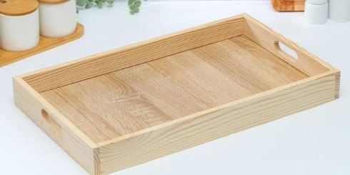 Поднос деревянный для завтрака 50×30 см, ручки вырезы МИКС
