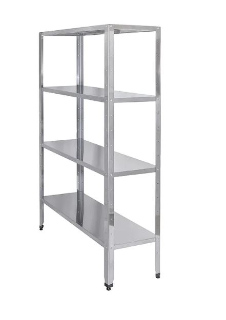 Стеллаж со сплошными полками HESSEN 1500х400х1800/4 нерж.