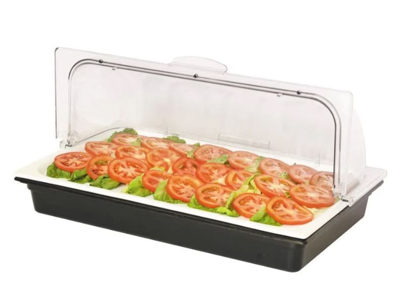 Поднос фарфоровый с пластиковой крышкой и емкостью для хладогена GN1/1