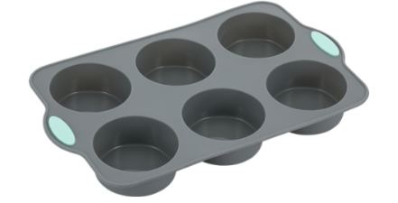 Форма для выпечки кексов 25,5*15,5 см. 6 ячеек. d=65 мм. силикон /1/