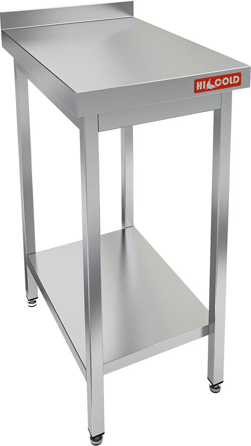 Стол производственный пристенный с бортом и полкой HICOLD НСО-4/6БП