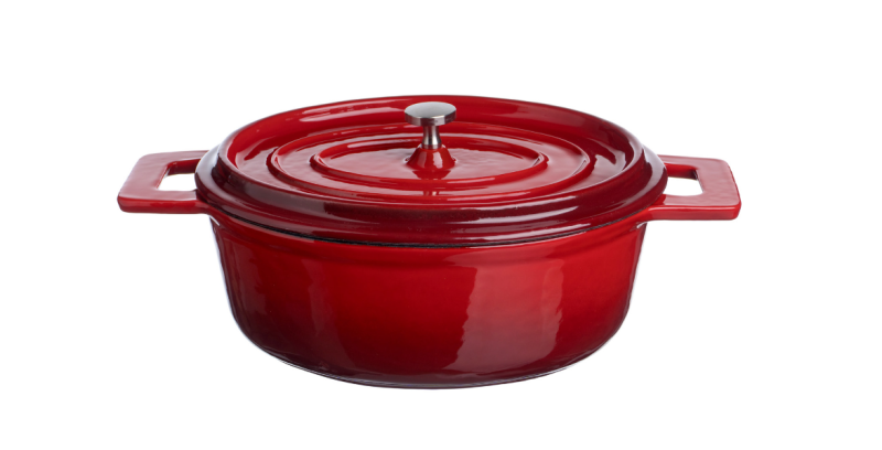 Кастрюля для запекания 800 мл. 180*140 мм. h=70 мм. с крышкой, красная, чугун