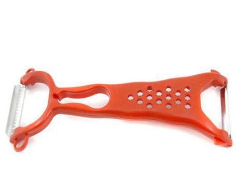 Нож-овощечистка кухонный Скраб красный