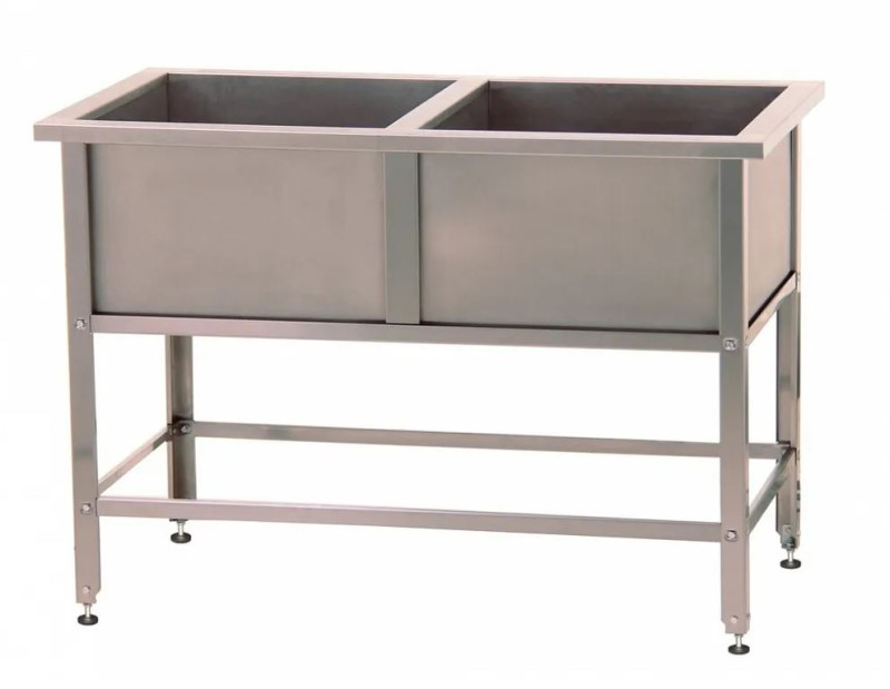 Ванна моечная ВМСн - 700/2 (1350*700*860) "Norma Zn", 2 м/о 600*600*350 (борт, 1 отв. под смес.)