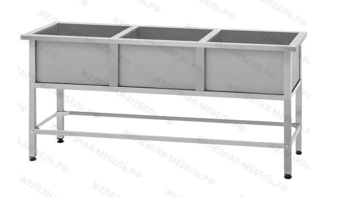 Ванна моечная ВМСн - 630/3 "Norma Ral", 3 м/о 530*530*350 (борт, ножка угловая)