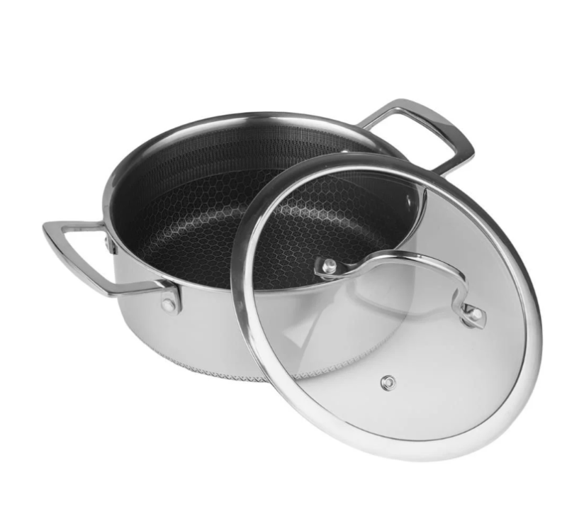 Кастрюля с крышкой,трех-слойная сталь, 3,5 л 22/19,5*16 см с крышкой New Kitchen Honeycombs. P.L.
