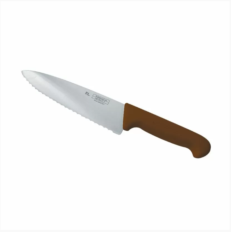 Шеф-нож PRO-Line 20 см,коричневая пластиковая ручка, волнистое лезвие P.L. Proff Cuisine
