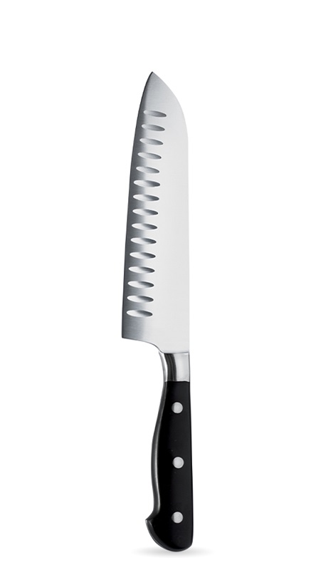 Нож японский Santoku 180/310 мм. с бороздками, кованый Abert 1/12/ N