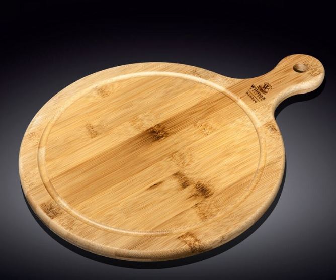 Доска для подачи круг. d=305 мм. с ручкой, бамбук Wilmax /1/3/18/