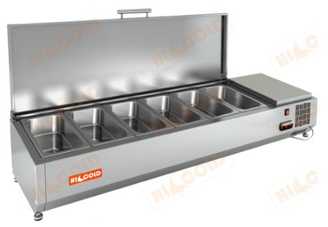 Настольная охлаждаемая витрина для ингредиентов HICOLD VRTO 1390 без крышки (6 x GN1/3)