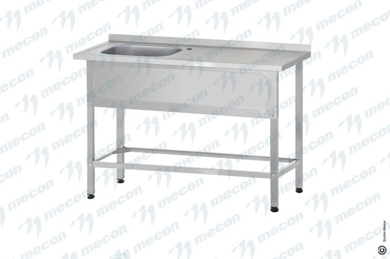 Ванна с раб. пов. РПЦн 1600*600*860 "Norma Inox", прав. м/о 50*50*30, борт, отв. д/смесит, обвязка