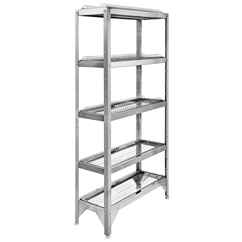 Стеллаж для сушки посуды HESSEN СТР-1,8×8/3+2 (для тарелок и стаканов) нерж.