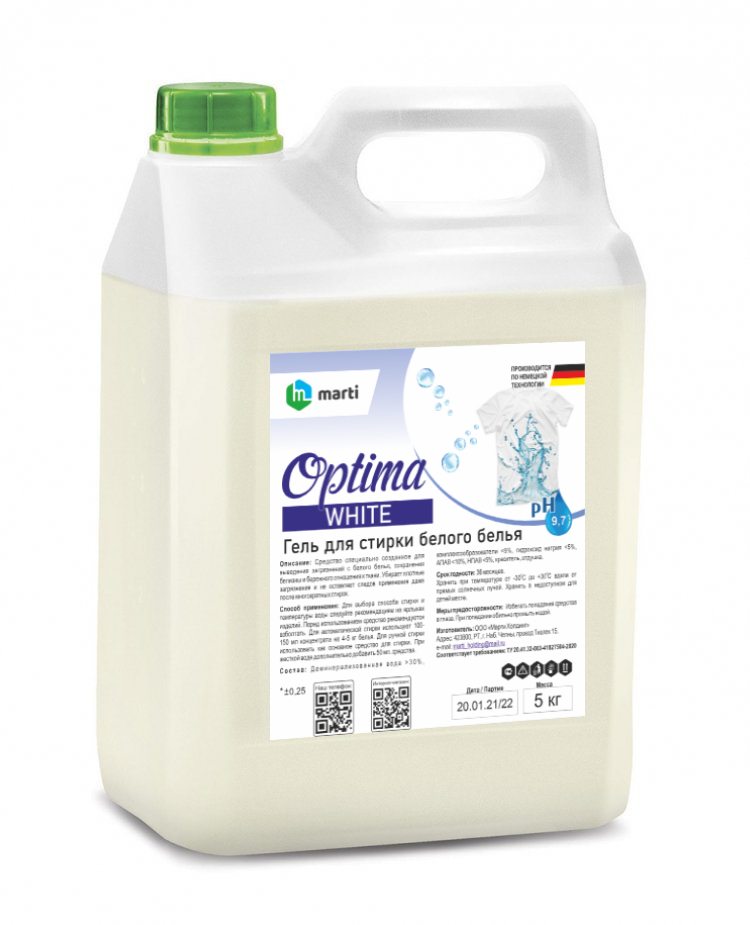 Жидкий стиральный порошок Optima (white)"Marti" 5 кг (ПНД)