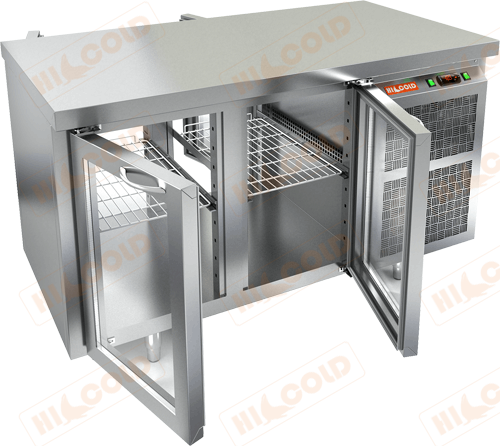 Стол охлаждаемый HICOLD GNG T 11 HT (сквозной, двери стекло) 1390х700х850
