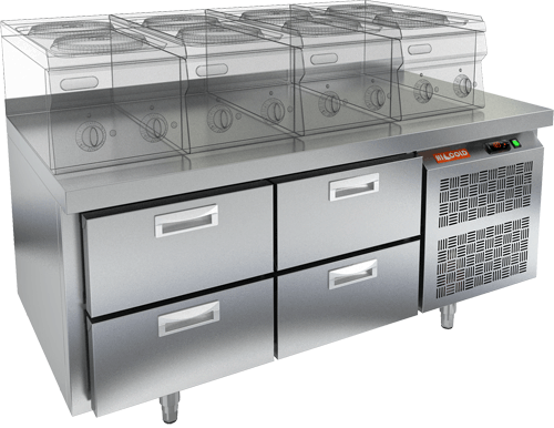 Стол морозильный HICOLD GN 22/BT LT (4 выдвиж. ящика). под тепловое оборудование