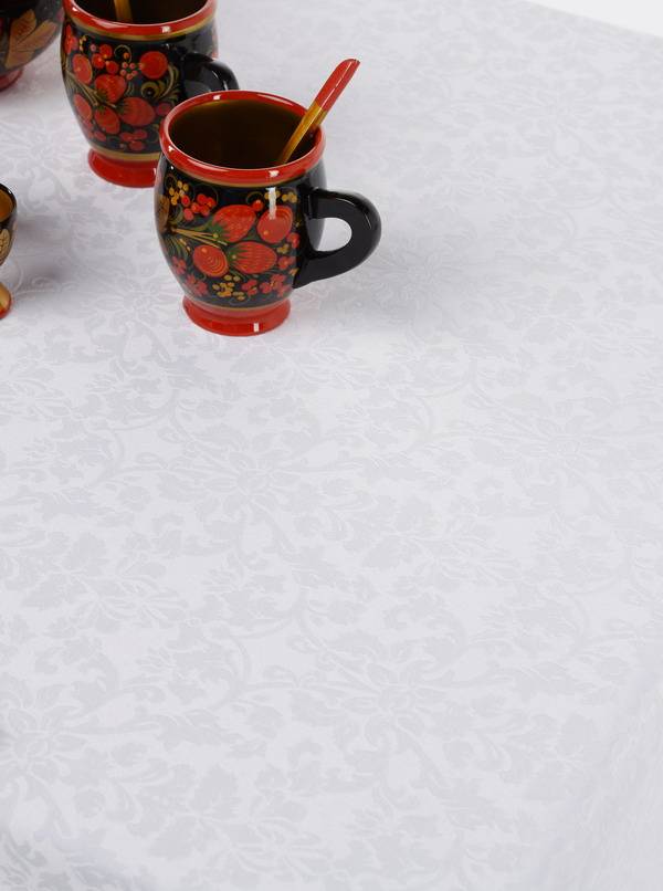 Скатерть Журавинка 1,45х1,95м белая цветок[1472/010101]