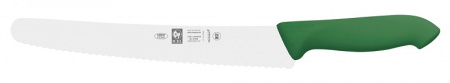 Нож кондитерский 250/380 мм. с волн. кромкой, зеленый антибактер. ручка HoReCa
