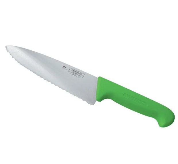 Нож PRO-Line поварской 25 см, зеленая пластиковая ручка, волнистое лезвие, P.L. Proff Cuisine