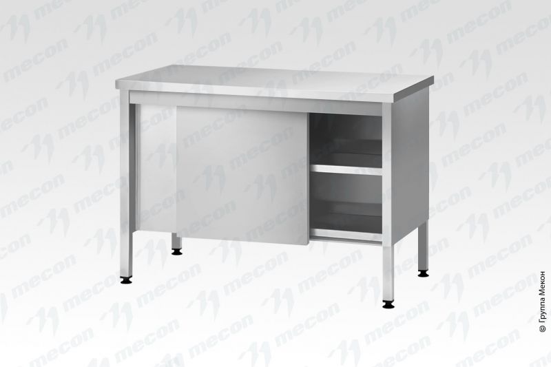 Стол производственный закрытый СПЗп - 1000*700*800 "Profi Inox", двери-купе, полка сплошная