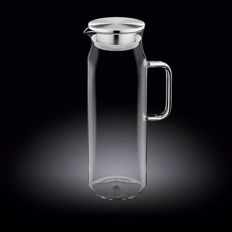 Кувшин 1,5 л. d=90 мм. h=285 мм. с крышкой + сетка нерж Термостекло Wilmax /1/18/