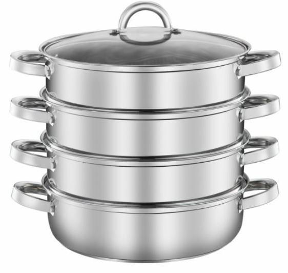 Мантоварка нерж д30 см 3 секции 25,5л стекл/кр, индукция, капсул, дно SAKURA