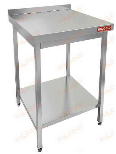 Стол производственный пристенный с бортом и полкой HICOLD НСО-7/7БП
