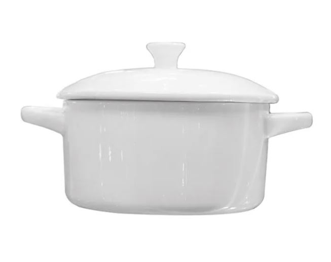 Кастрюля для запекания «Кунстверк» с крышкой фарфор 425мл D=16,5см белый