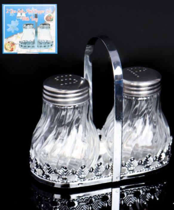 Набор д/специй нерж/стекло 2 пред на мет.подставке