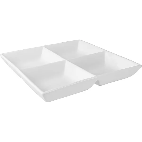 Менажница квадр. 4деления «Кунстверк»; фарфор; ,H=45,L=295,B=295мм; белый