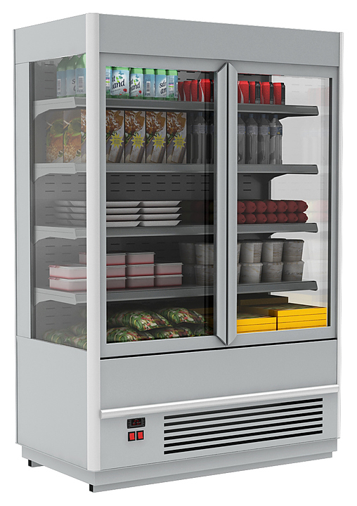 Горка холодильная CARBOMA FC 20-07 VV 1,3-1 Standard 9006-9005 (фронт X5, распашные двери)