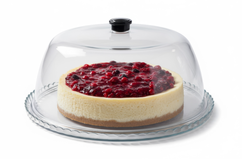 Блюдо для торта d=32 см. стекло, с крышкой поликарб. h=12,5 см. бортик вверх Патисери