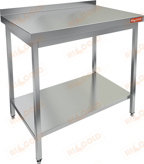 Стол производственный пристенный с бортом и полкой HICOLD НСО-8/6БП