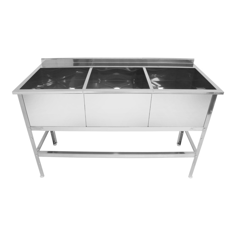 Ванна моечная трехсекционная с бортом под смеситель HESSEN ВМП 3/5 нерж